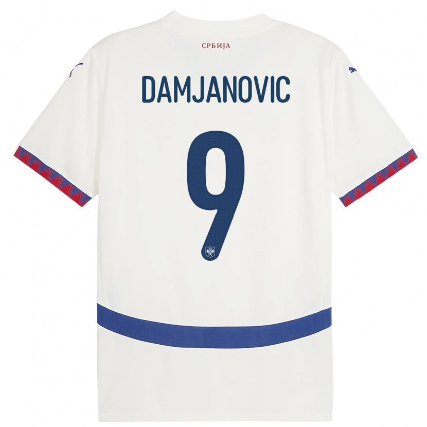 Danxen Dzieci Serbia Aleksa Damjanovic #9 Biały Wyjazdowa Koszulka 24-26 Koszulki Klubowe