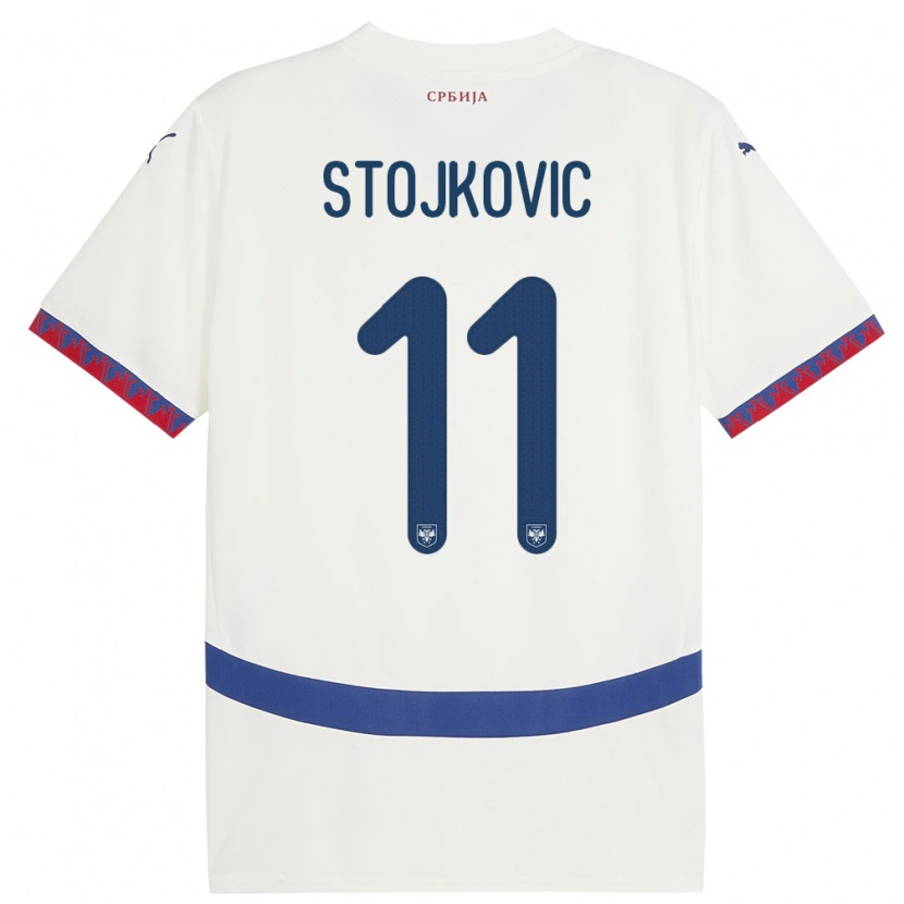 Danxen Dzieci Serbia Strahinja Stojkovic #11 Biały Wyjazdowa Koszulka 24-26 Koszulki Klubowe