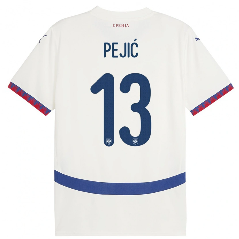 Danxen Dzieci Serbia Danilo Pejić #13 Biały Wyjazdowa Koszulka 24-26 Koszulki Klubowe