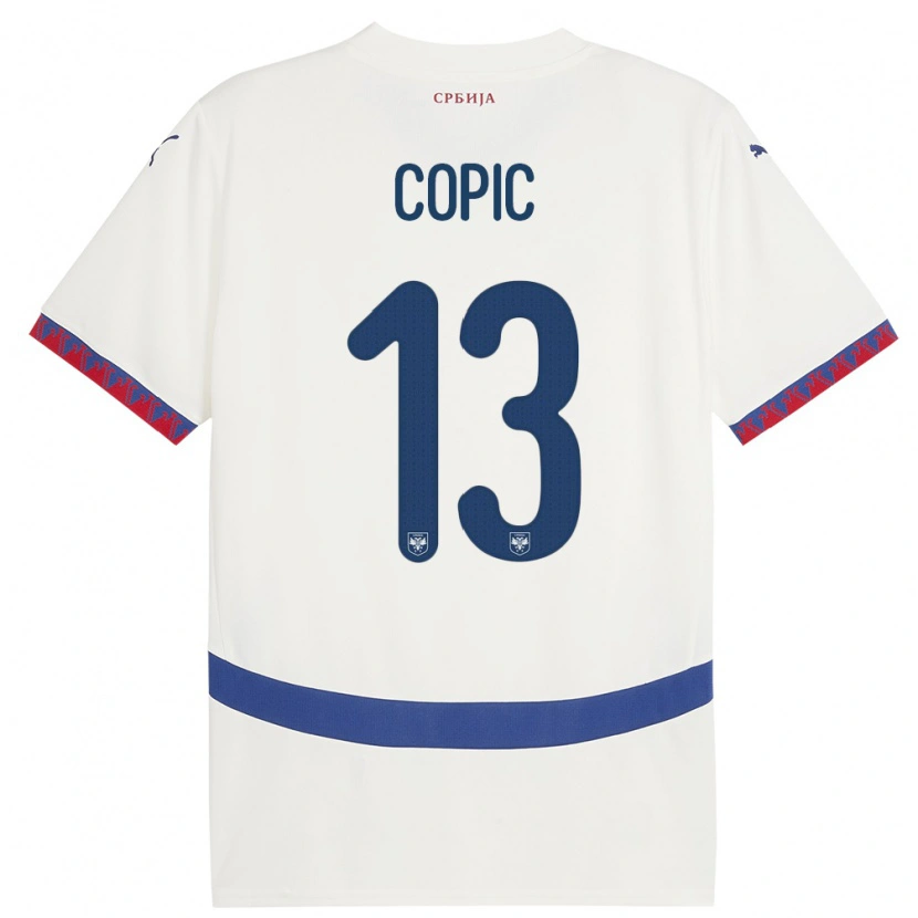 Danxen Dzieci Serbia Milan Copic #13 Biały Wyjazdowa Koszulka 24-26 Koszulki Klubowe