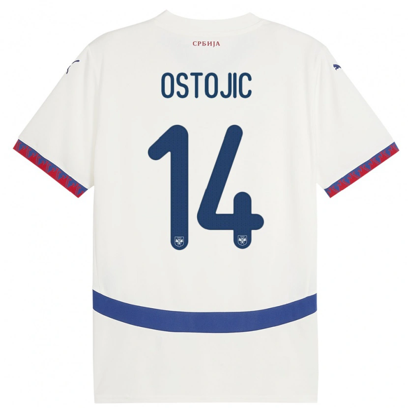 Danxen Dzieci Serbia Jovan Ostojic #14 Biały Wyjazdowa Koszulka 24-26 Koszulki Klubowe
