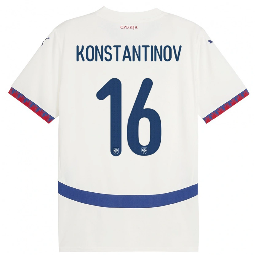 Danxen Dzieci Serbia Lazar Konstantinov #16 Biały Wyjazdowa Koszulka 24-26 Koszulki Klubowe