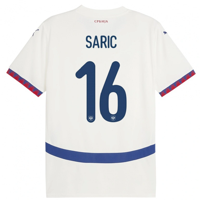 Danxen Dzieci Serbia Dimitrije Saric #16 Biały Wyjazdowa Koszulka 24-26 Koszulki Klubowe