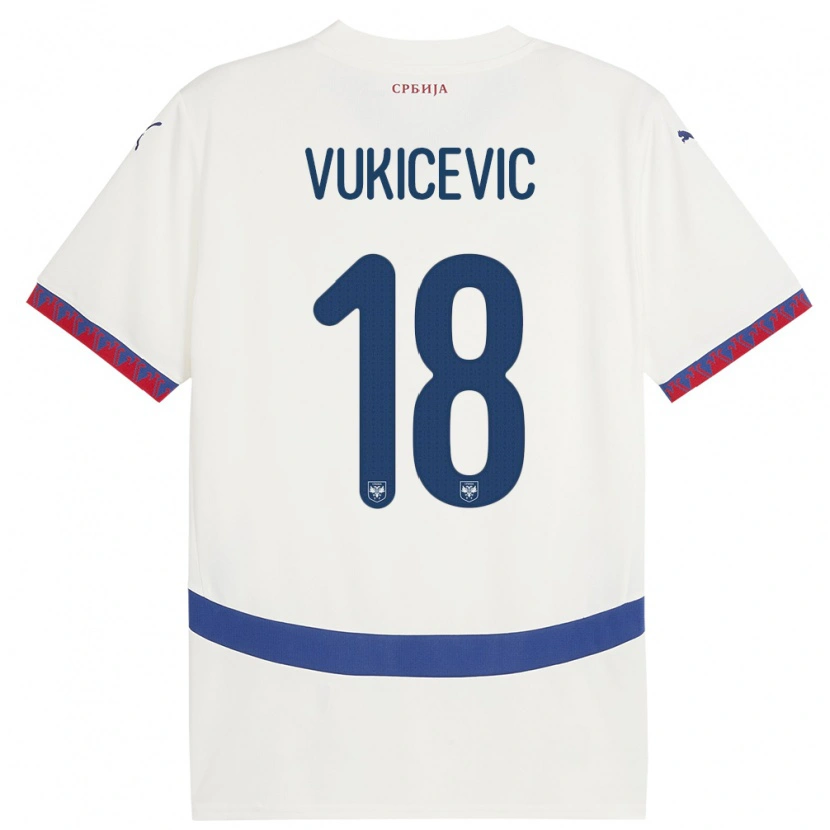 Danxen Dzieci Serbia Aleksej Vukicevic #18 Biały Wyjazdowa Koszulka 24-26 Koszulki Klubowe