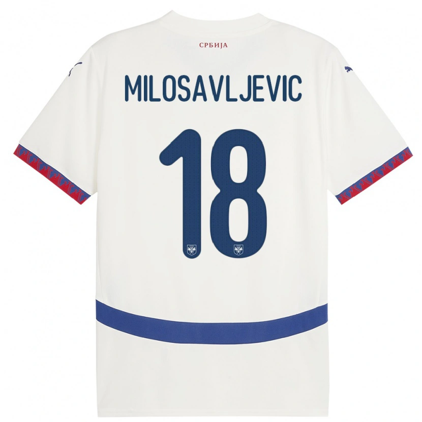 Danxen Dzieci Serbia Jovan Milosavljevic #18 Biały Wyjazdowa Koszulka 24-26 Koszulki Klubowe