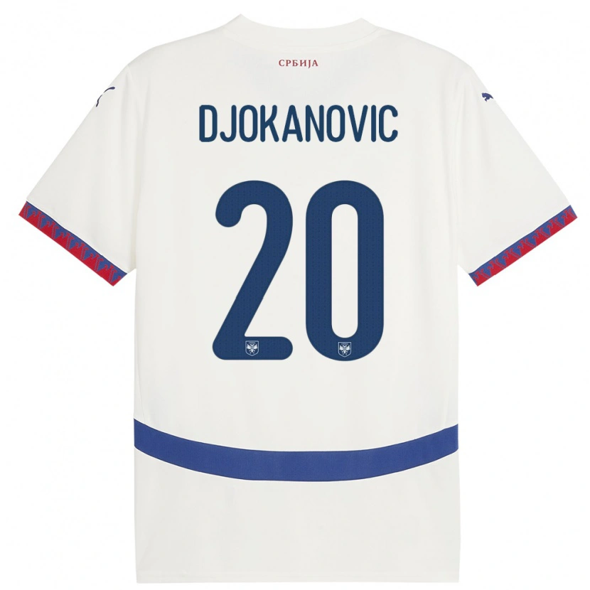Danxen Dzieci Serbia Damjan Djokanovic #20 Biały Wyjazdowa Koszulka 24-26 Koszulki Klubowe