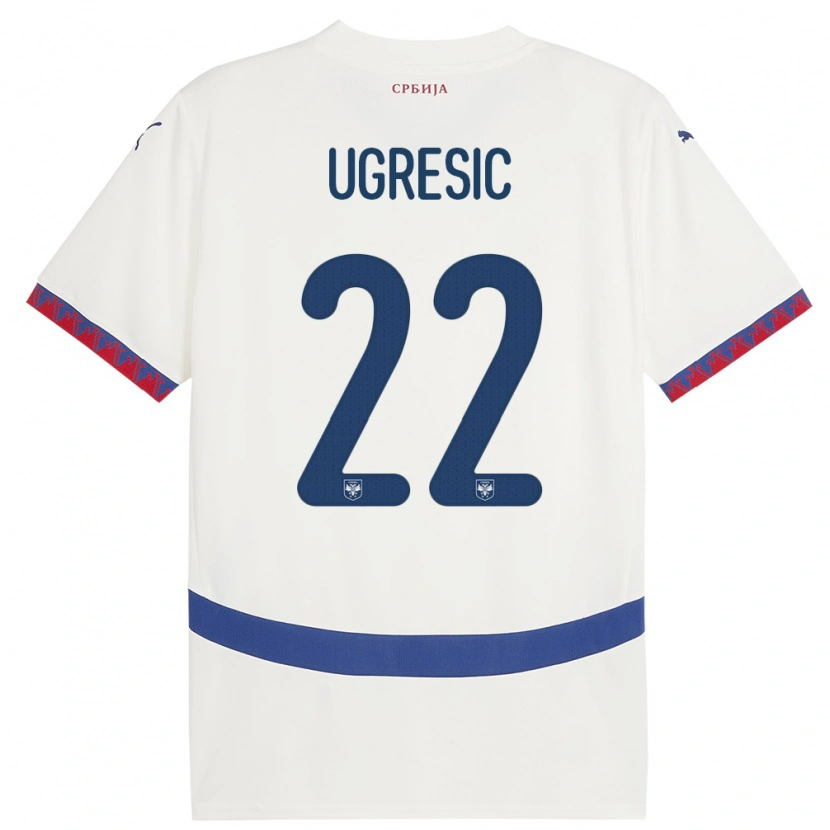 Danxen Dzieci Serbia Ognjen Ugresic #22 Biały Wyjazdowa Koszulka 24-26 Koszulki Klubowe