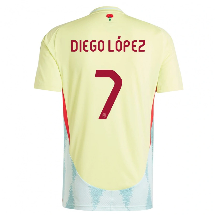 Danxen Dzieci Hiszpania Diego López #7 Żółty Wyjazdowa Koszulka 24-26 Koszulki Klubowe