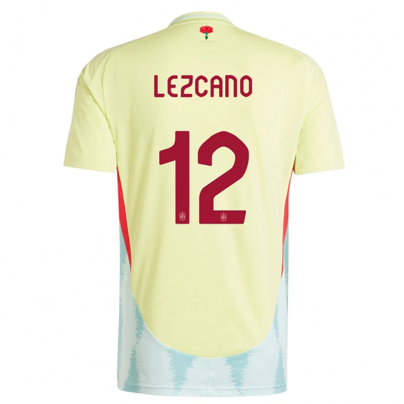 Danxen Dzieci Hiszpania Álvaro Lezcano #12 Żółty Wyjazdowa Koszulka 24-26 Koszulki Klubowe