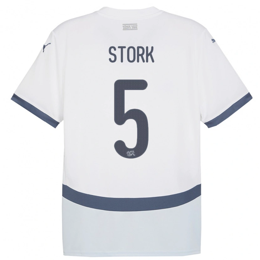 Danxen Dzieci Szwajcaria Gian Stork #5 Biały Wyjazdowa Koszulka 24-26 Koszulki Klubowe