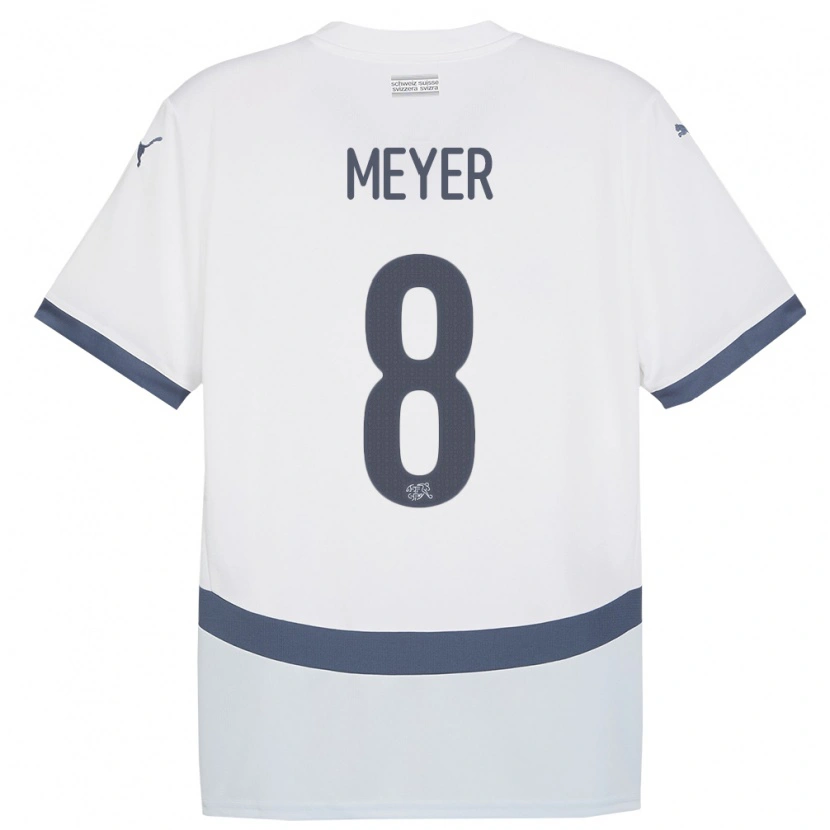 Danxen Dzieci Szwajcaria Tim Meyer #8 Biały Wyjazdowa Koszulka 24-26 Koszulki Klubowe