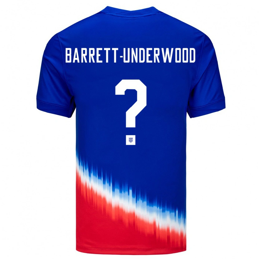 Danxen Dzieci Stany Zjednoczone Keehan Barret-Underwood #0 Niebieski Wyjazdowa Koszulka 24-26 Koszulki Klubowe