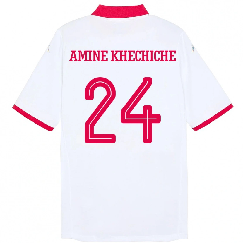 Danxen Dzieci Tunezja Mohamed Amine Khechiche #24 Biały Wyjazdowa Koszulka 24-26 Koszulki Klubowe