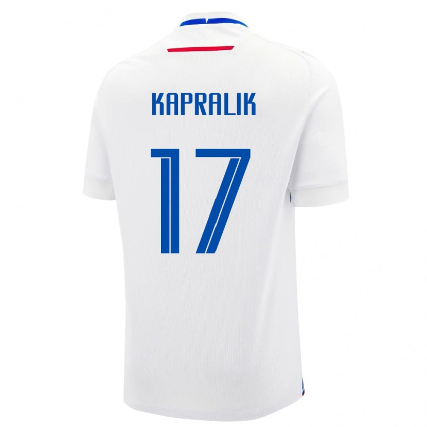 Danxen Dzieci Słowacja Adrian Kapralik #17 Biały Wyjazdowa Koszulka 24-26 Koszulki Klubowe