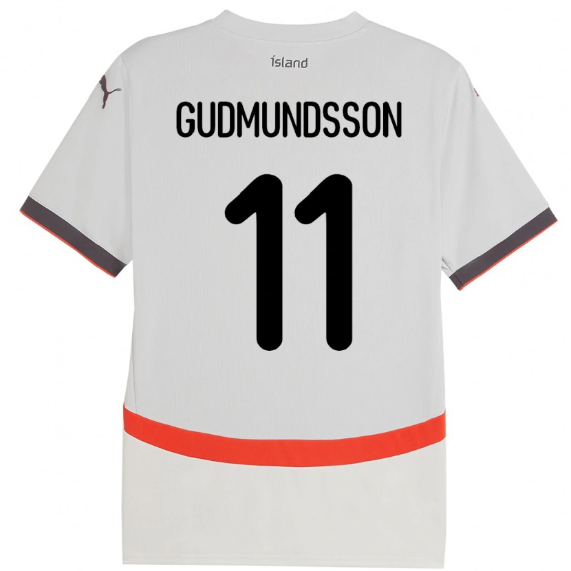 Danxen Dzieci Islandia Galdur Gudmundsson #11 Biały Wyjazdowa Koszulka 24-26 Koszulki Klubowe