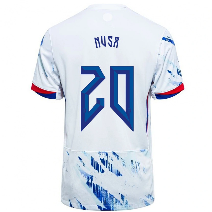 Danxen Dzieci Norwegia Antonio Nusa #20 Biały Niebieski Wyjazdowa Koszulka 24-26 Koszulki Klubowe