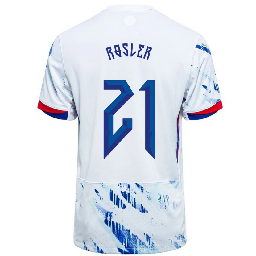 Danxen Dzieci Norwegia Colin Rösler #21 Biały Niebieski Wyjazdowa Koszulka 24-26 Koszulki Klubowe
