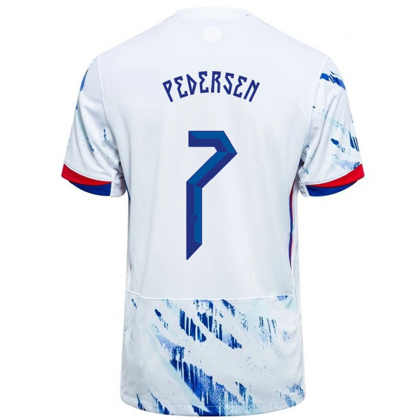 Danxen Dzieci Norwegia Mats Pedersen #7 Biały Niebieski Wyjazdowa Koszulka 24-26 Koszulki Klubowe