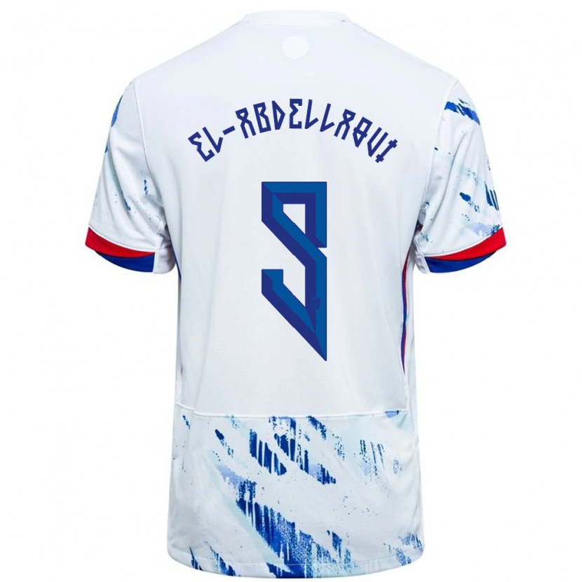 Danxen Dzieci Norwegia Jones El-Abdellaoui #9 Biały Niebieski Wyjazdowa Koszulka 24-26 Koszulki Klubowe