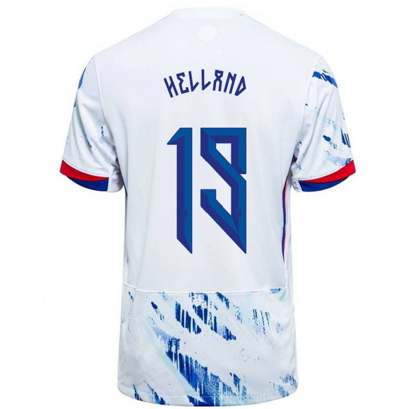 Danxen Dzieci Norwegia Eivind Helland #19 Biały Niebieski Wyjazdowa Koszulka 24-26 Koszulki Klubowe