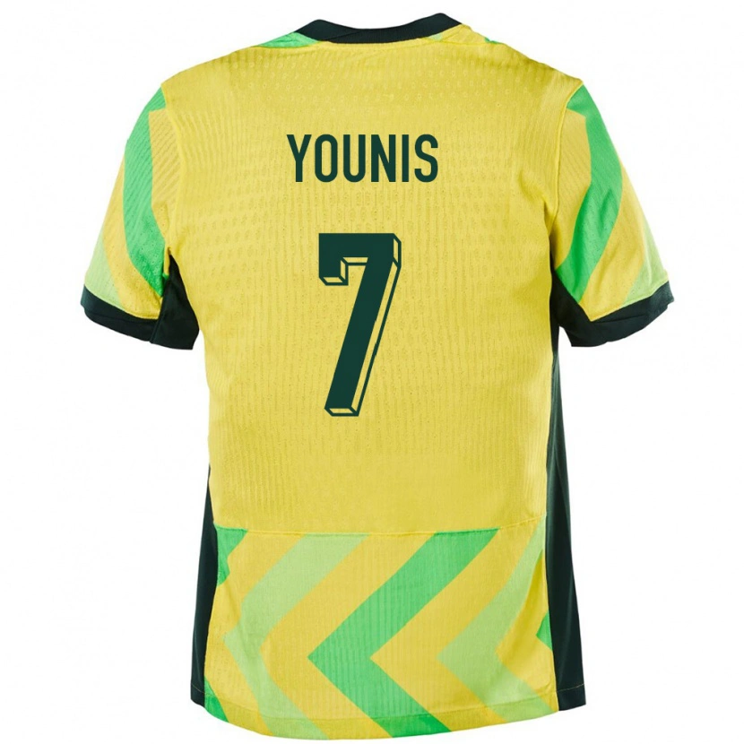 Danxen Męski Australia Marcus Younis #7 Złoty Domowa Koszulka 24-26 Koszulki Klubowe
