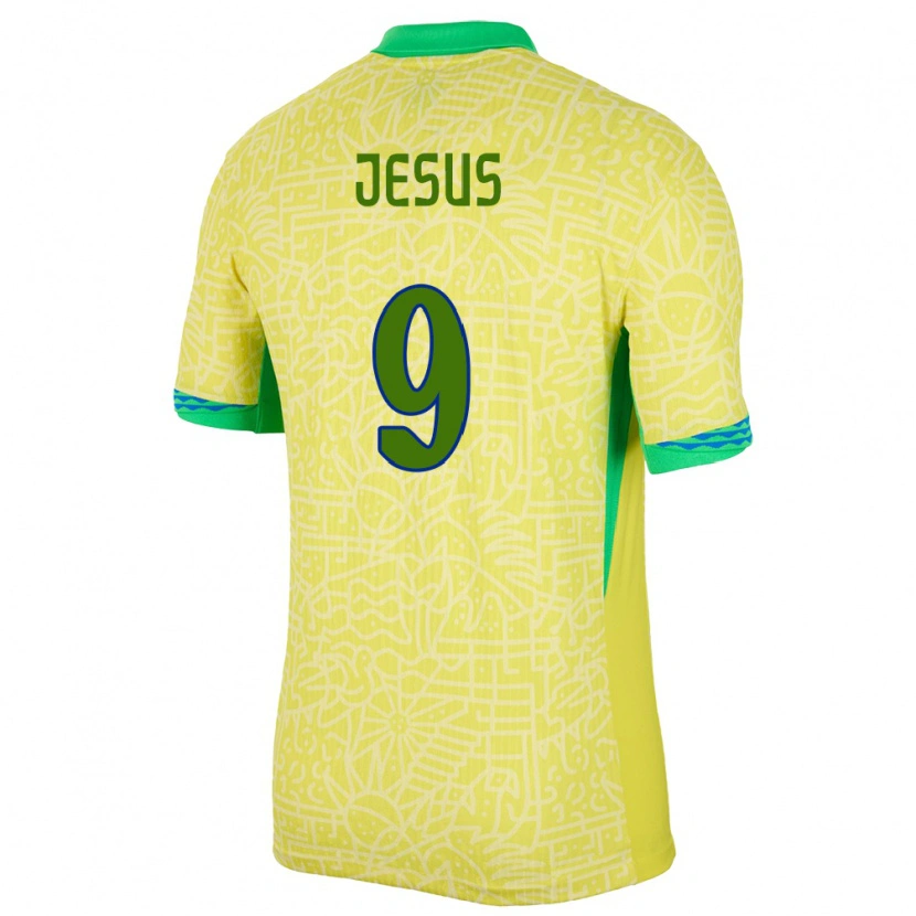 Danxen Męski Brazylia Igor Jesus #9 Żółty Domowa Koszulka 24-26 Koszulki Klubowe