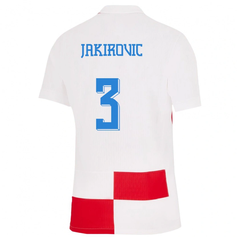 Danxen Męski Chorwacja Leon Jakirovic #3 Biało - Czerwony Domowa Koszulka 24-26 Koszulki Klubowe