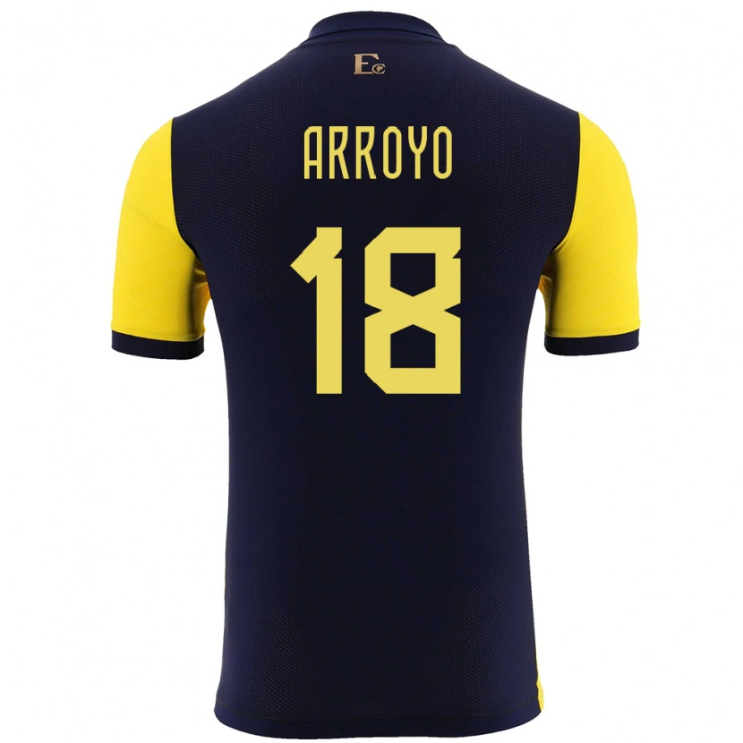 Danxen Męski Ecuador Keny Arroyo #18 Żółty Domowa Koszulka 24-26 Koszulki Klubowe