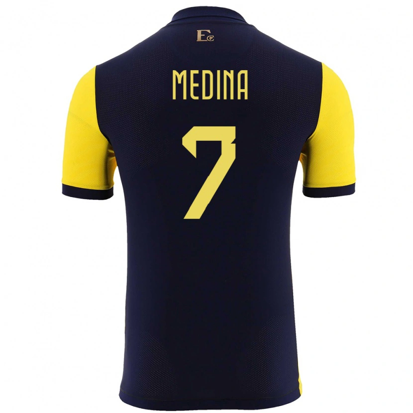 Danxen Męski Ecuador Yaimar Medina #7 Żółty Domowa Koszulka 24-26 Koszulki Klubowe