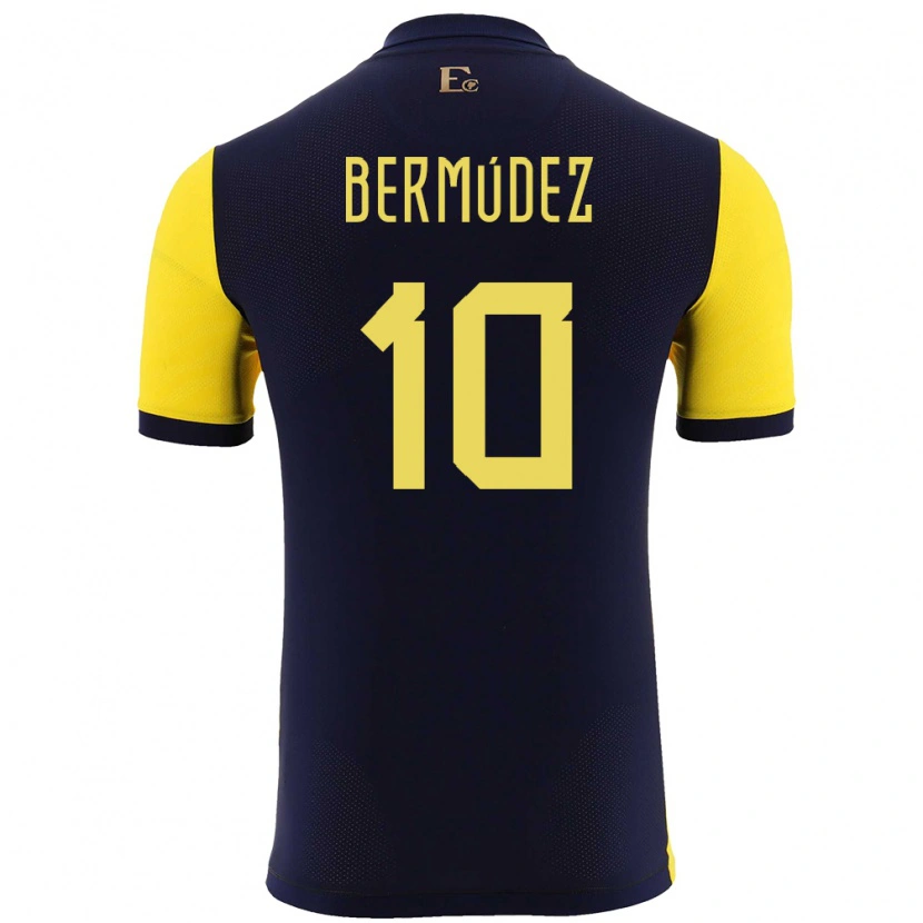 Danxen Męski Ecuador Michael Bermúdez #10 Żółty Domowa Koszulka 24-26 Koszulki Klubowe