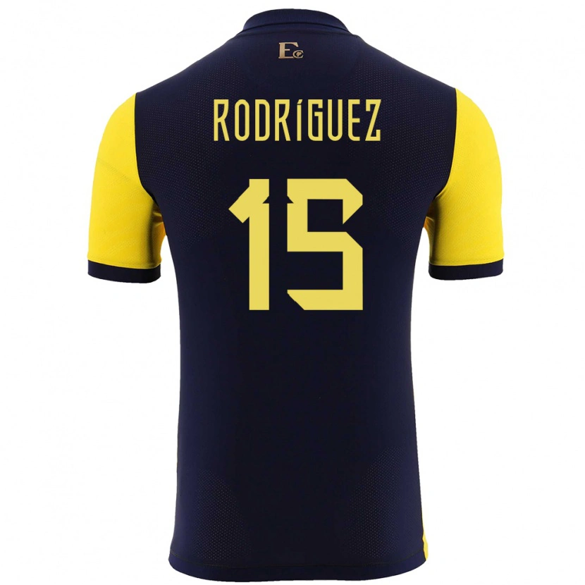 Danxen Męski Ecuador Juan Rodríguez #15 Żółty Domowa Koszulka 24-26 Koszulki Klubowe