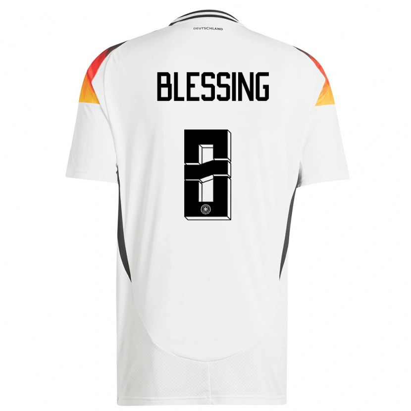 Danxen Męski Niemcy Èlisée Blessing #8 Biały Domowa Koszulka 24-26 Koszulki Klubowe