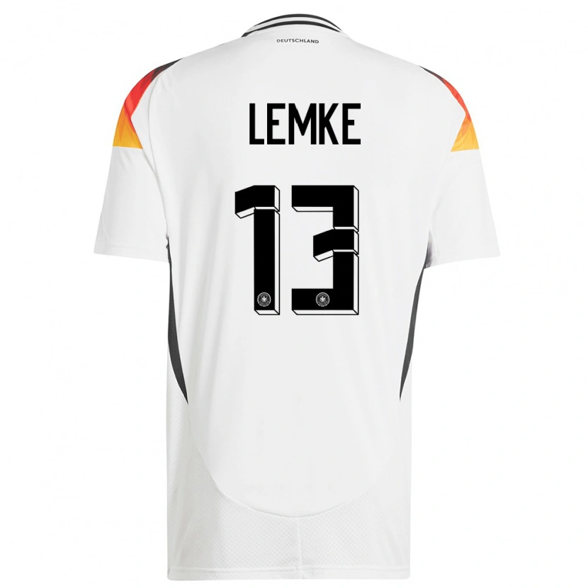 Danxen Męski Niemcy Louis Lemke #13 Biały Domowa Koszulka 24-26 Koszulki Klubowe