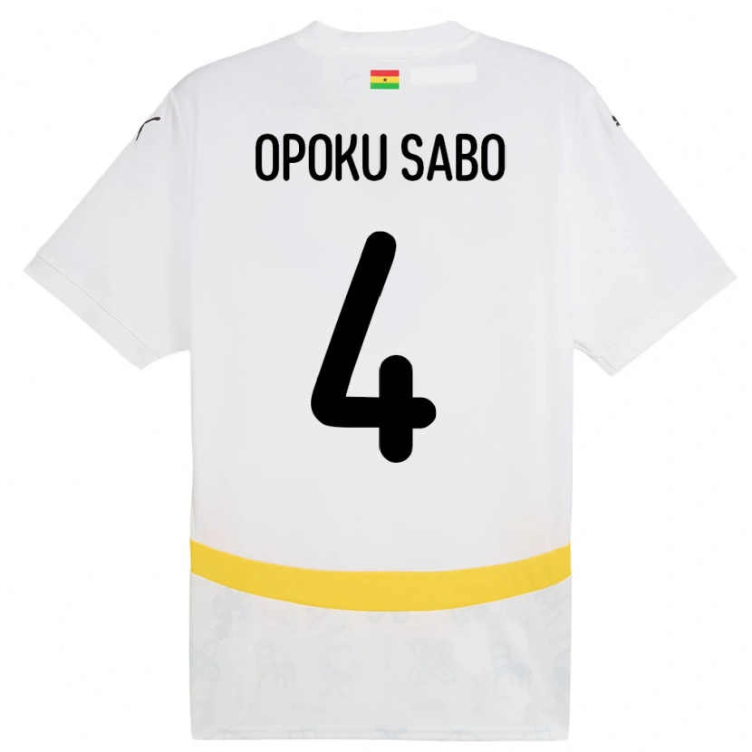 Danxen Męski Ghana Alex Opoku Sabo #4 Biały Domowa Koszulka 24-26 Koszulki Klubowe