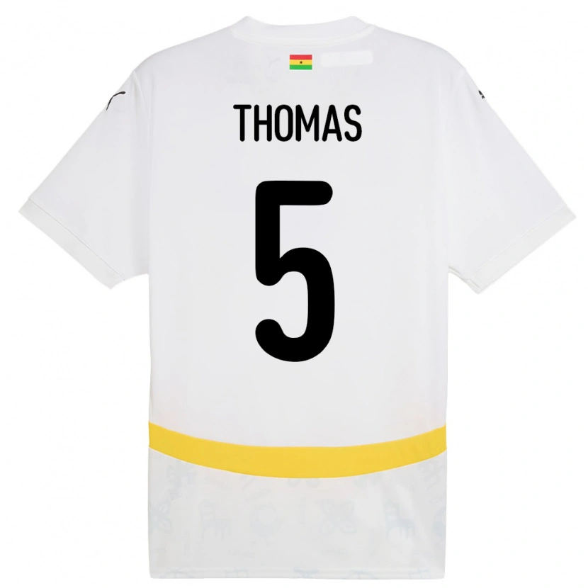 Danxen Męski Ghana Thomas Partey #5 Biały Domowa Koszulka 24-26 Koszulki Klubowe