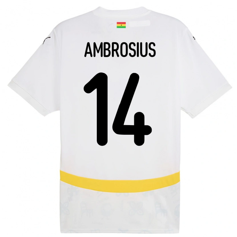 Danxen Męski Ghana Stephan Ambrosius #14 Biały Domowa Koszulka 24-26 Koszulki Klubowe