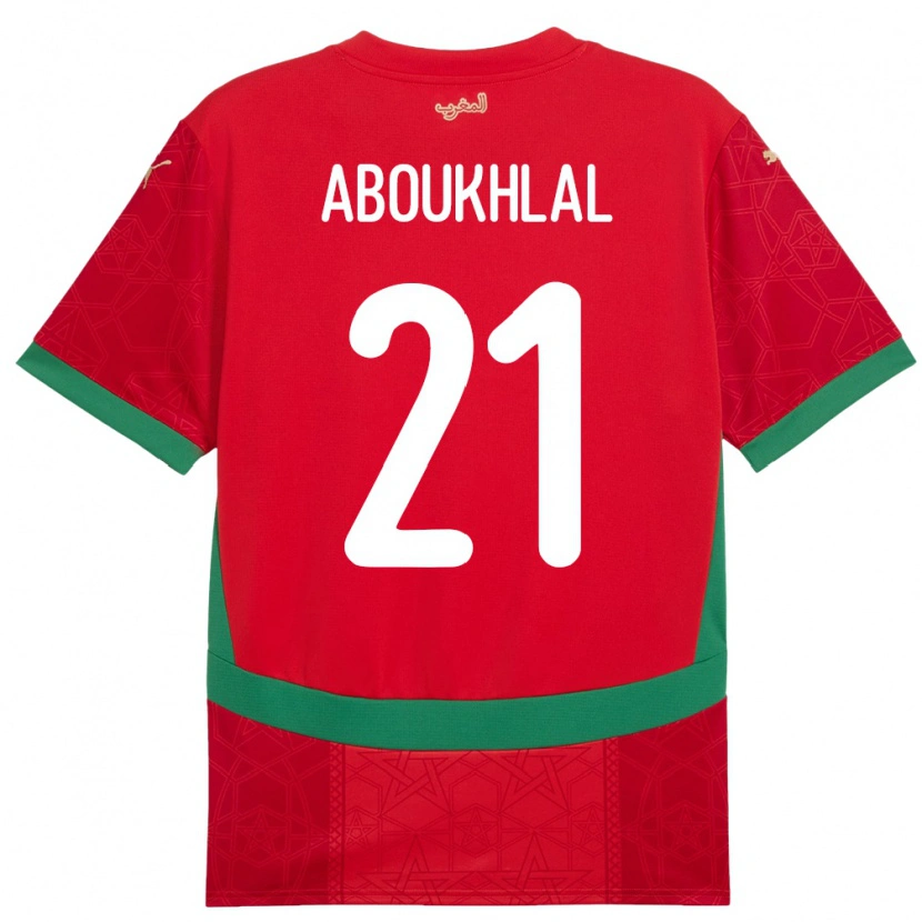 Danxen Męski Maroko Zakaria Aboukhlal #21 Czerwony Domowa Koszulka 24-26 Koszulki Klubowe