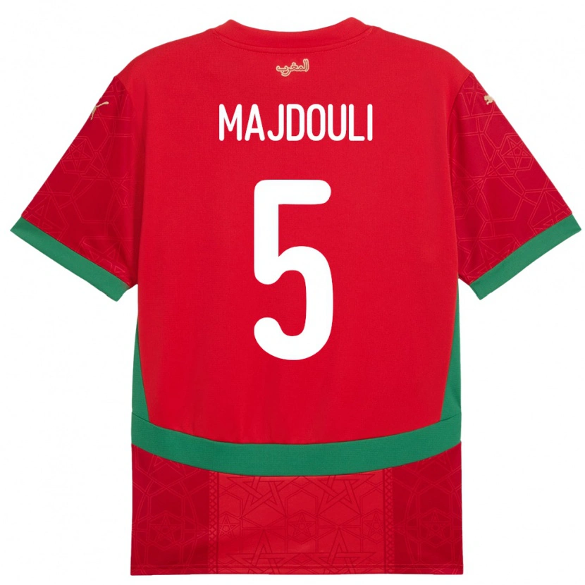 Danxen Męski Maroko Wael Majdouli #5 Czerwony Domowa Koszulka 24-26 Koszulki Klubowe