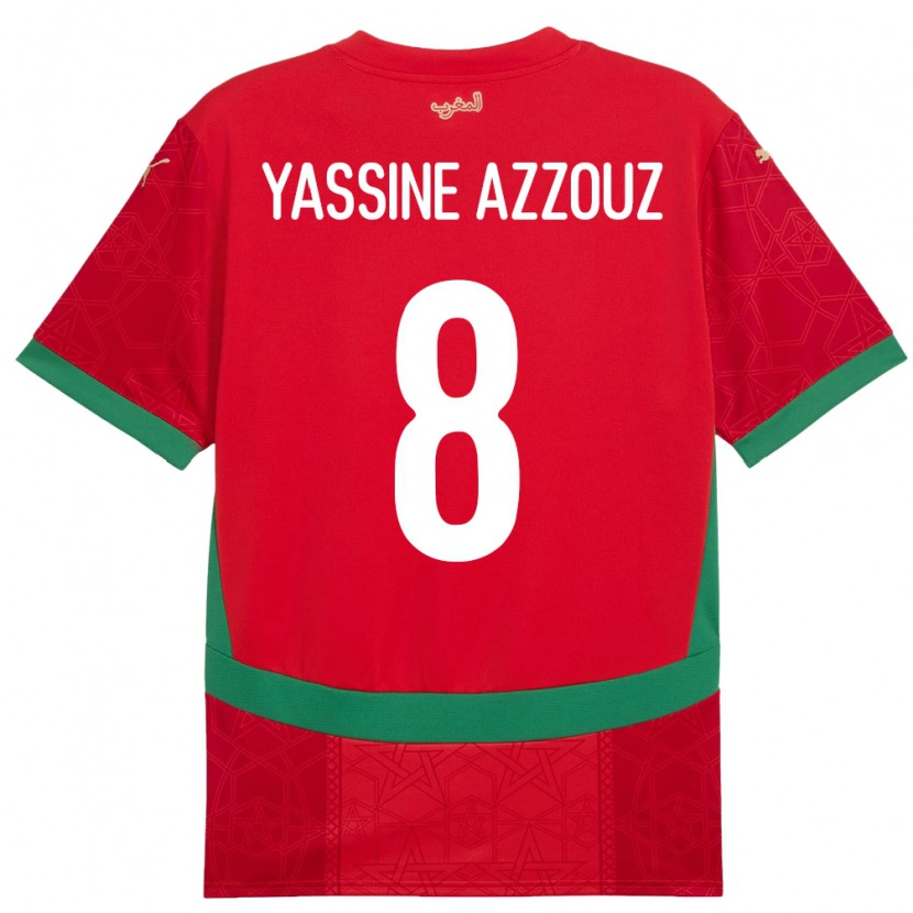 Danxen Męski Maroko Mohamed Yassine Azzouz #8 Czerwony Domowa Koszulka 24-26 Koszulki Klubowe