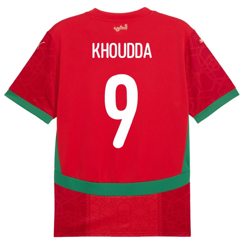 Danxen Męski Maroko Youssef Khoudda #9 Czerwony Domowa Koszulka 24-26 Koszulki Klubowe