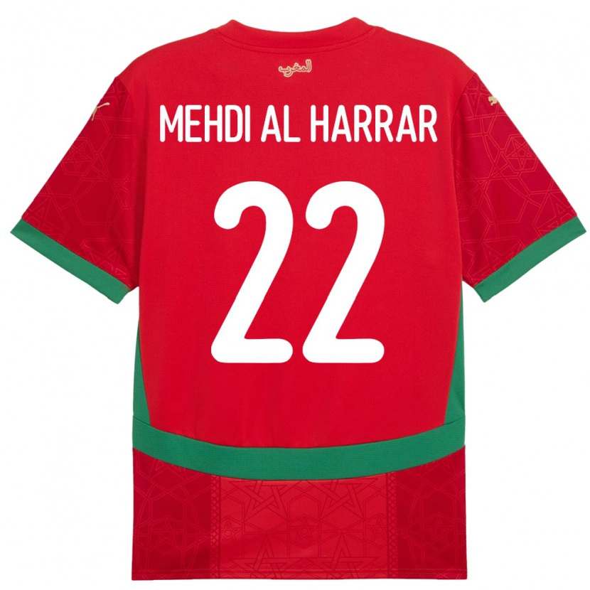 Danxen Męski Maroko El Mehdi Al Harrar #22 Czerwony Domowa Koszulka 24-26 Koszulki Klubowe