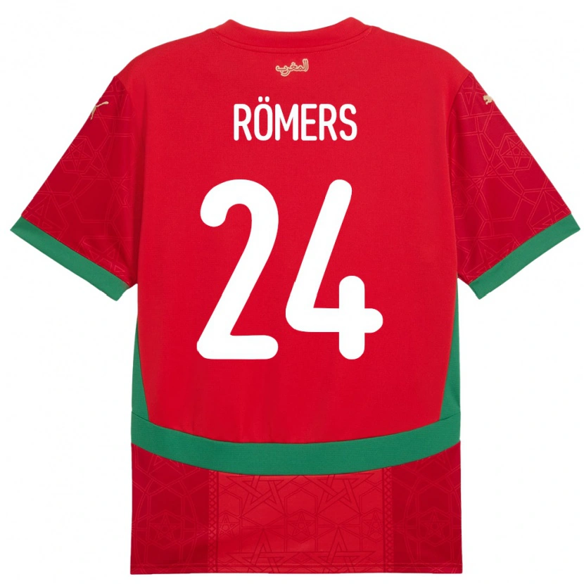 Danxen Męski Maroko Arian Römers #24 Czerwony Domowa Koszulka 24-26 Koszulki Klubowe