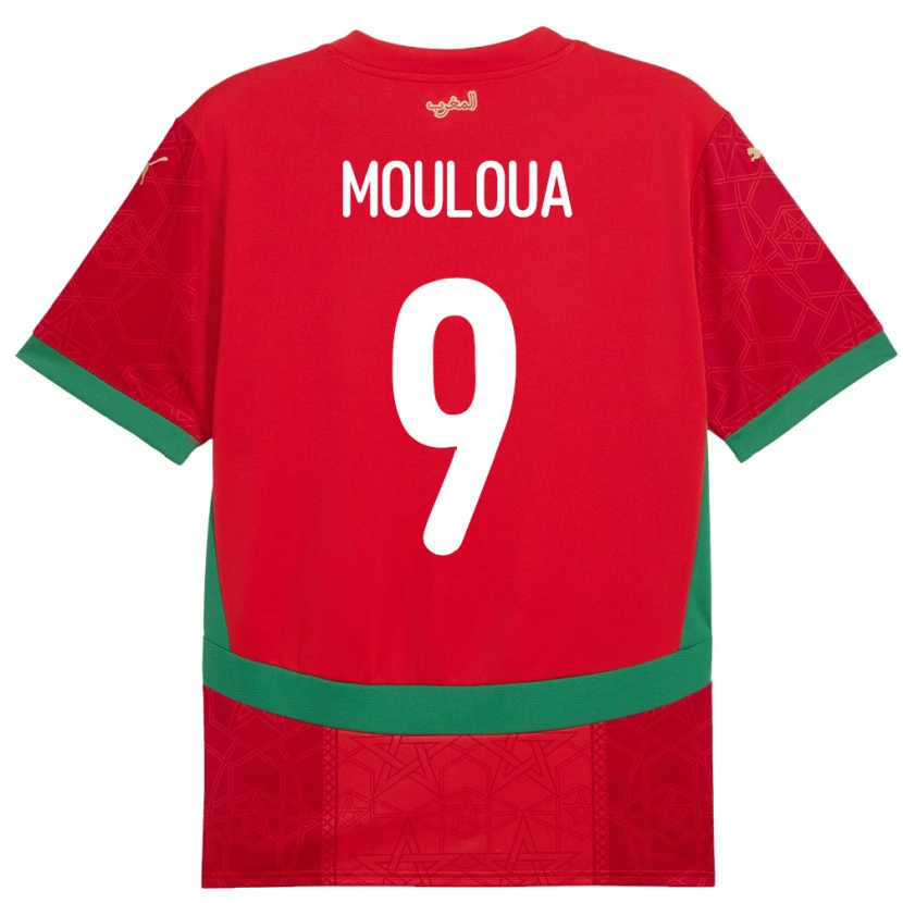 Danxen Męski Maroko Ayoub Mouloua #9 Czerwony Domowa Koszulka 24-26 Koszulki Klubowe