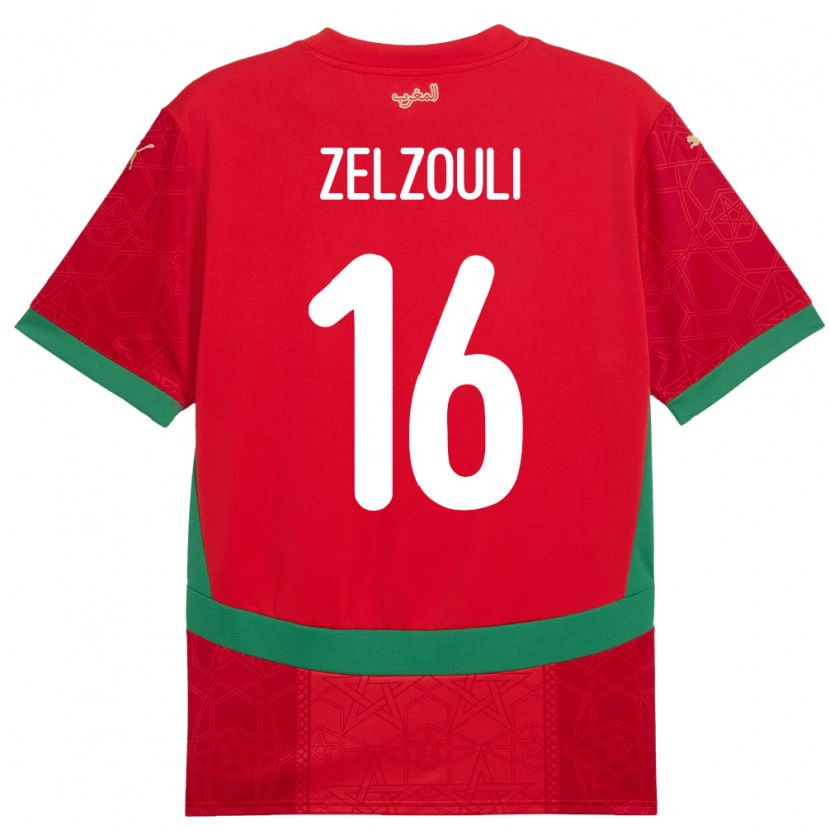 Danxen Męski Maroko Abdessamad Zelzouli #16 Czerwony Domowa Koszulka 24-26 Koszulki Klubowe