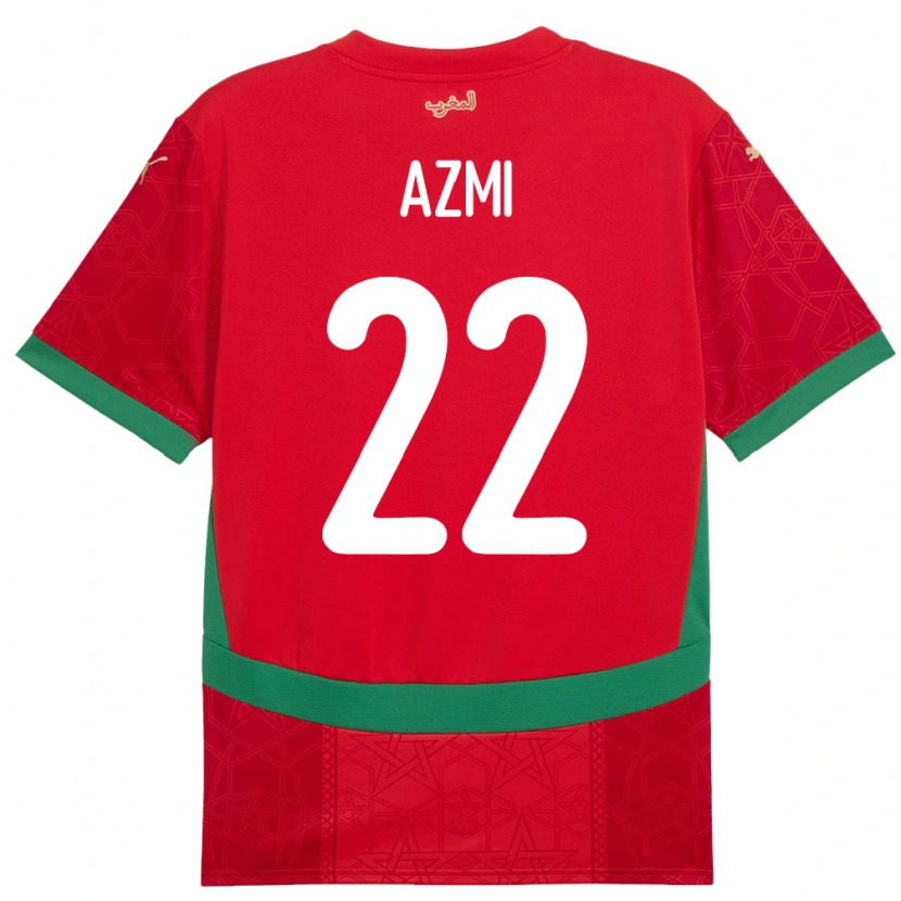 Danxen Męski Maroko Ahmed Azmi #22 Czerwony Domowa Koszulka 24-26 Koszulki Klubowe