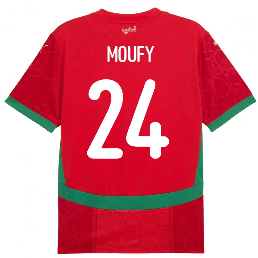 Danxen Męski Maroko Fahd Moufy #24 Czerwony Domowa Koszulka 24-26 Koszulki Klubowe