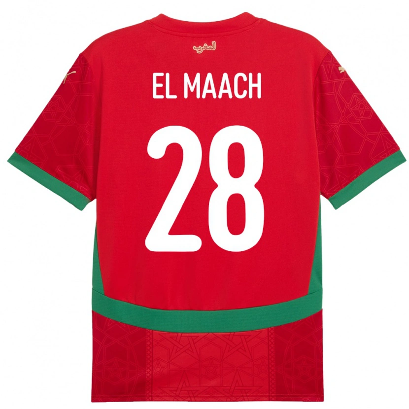 Danxen Męski Maroko Fouad El Maach #28 Czerwony Domowa Koszulka 24-26 Koszulki Klubowe