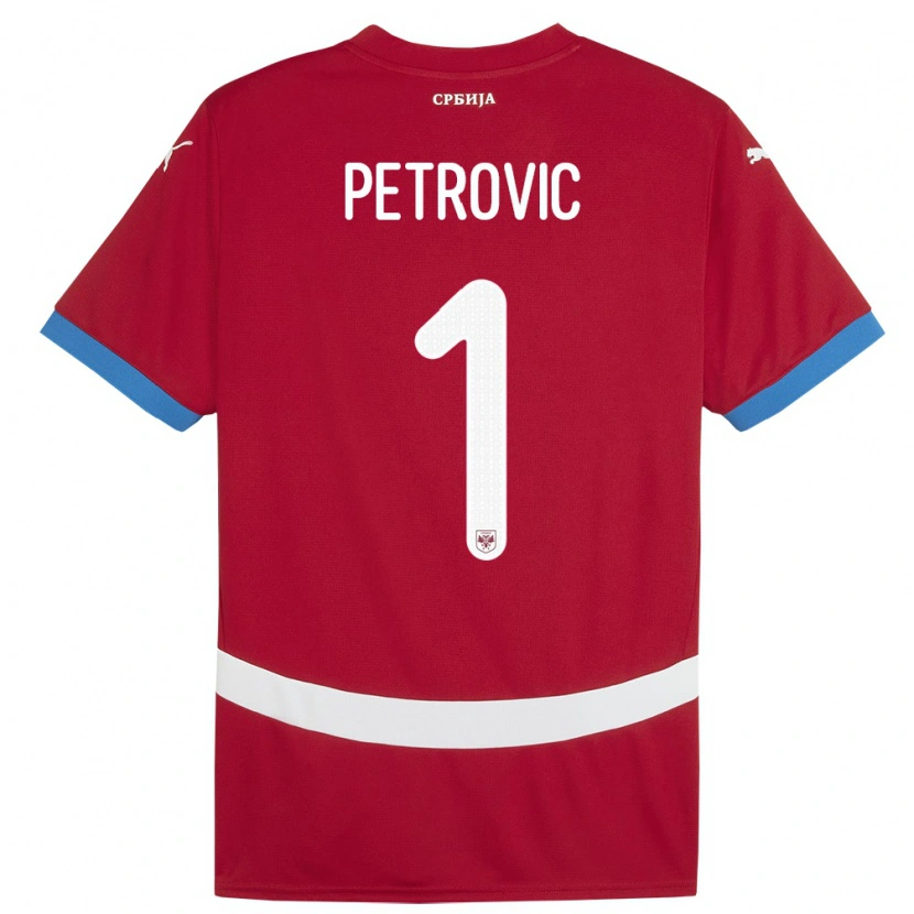 Danxen Męski Serbia Djordje Petrovic #1 Czerwony Domowa Koszulka 24-26 Koszulki Klubowe