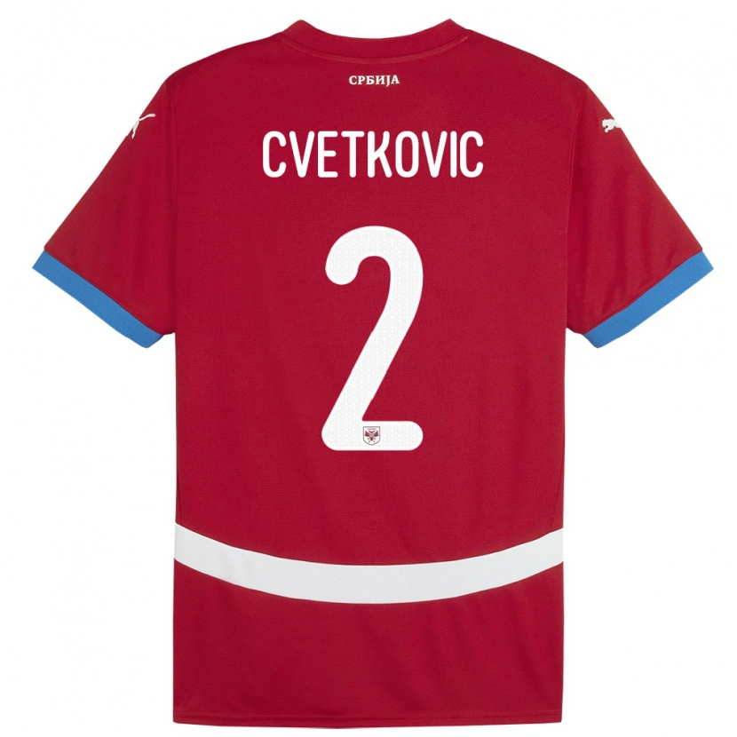 Danxen Męski Serbia Djordje Cvetkovic #2 Czerwony Domowa Koszulka 24-26 Koszulki Klubowe