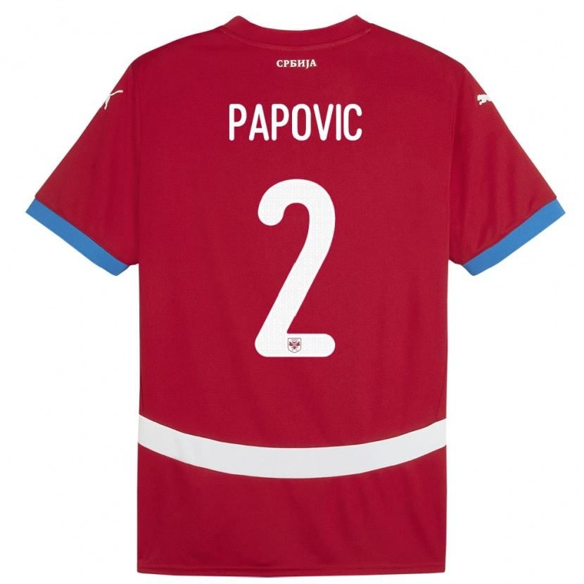 Danxen Męski Serbia Niksa Papovic #2 Czerwony Domowa Koszulka 24-26 Koszulki Klubowe